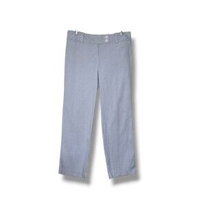 Vintage Ann Taylor Loft Marisa Pants Women 8 Blue Gray White Stripe Straight Leg